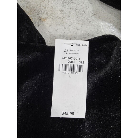 Fit & Flare Velvet Holiday Open Back Wide Leg Black Jumpsuit Old Navy Women's L - Picture 7 of 15